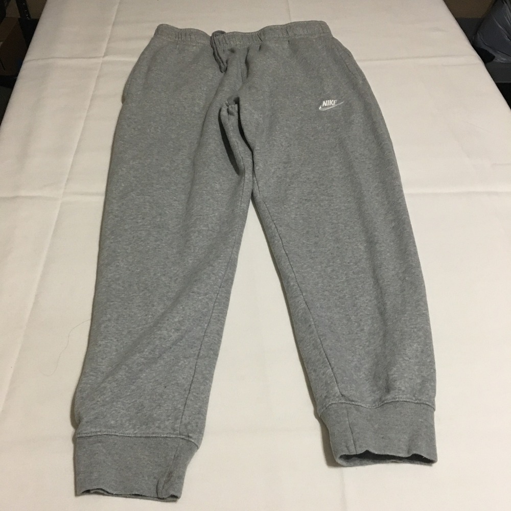 Nike Joggers Sweatpants Mens Medium Gray Fleece Cuffed Drawstring